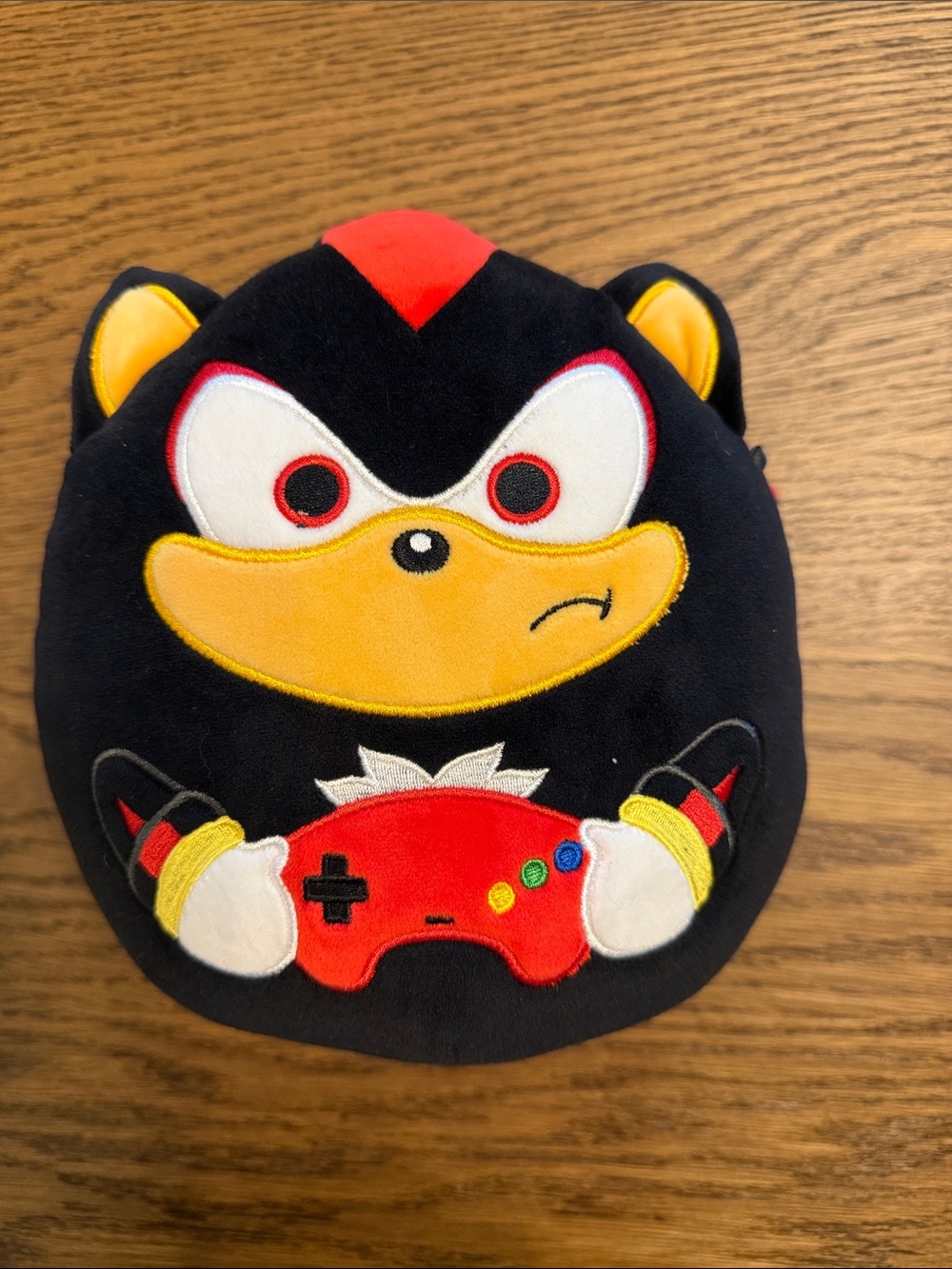 Shadow- Cute Black & Red Hedgehog Plush Toy with Gamer Controller 8 inches